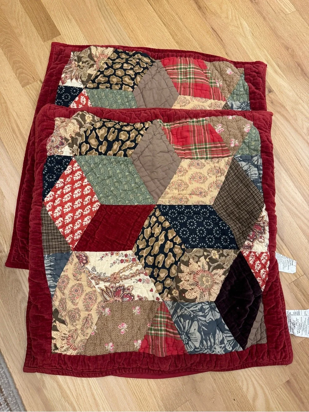 RARE ~ Pottery Barn Patchwork Bandana 2/ Quilt Shams